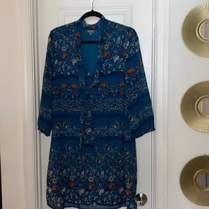 Multi-colored Dress with Bow Tie Neck